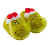 The Grinch 3D Plush Slippers - Unisex Green, Christmas Hat, 3/5 UK