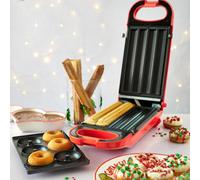 The Grinch 700W 2-In-1 Churro And Mini Doughnut Maker, Red, With Removable Plates