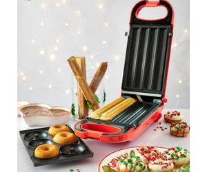 The Grinch 700W 2-In-1 Churro And Mini Doughnut Maker, Red, With Removable Plates