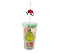 The Grinch Bath Tumbler Gift Set: Travel Mug with Straw, Bubble Bath, Body Wash, and Shower Puff for a Whimsical Bathing Experience