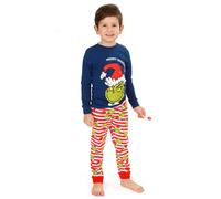 The Grinch Boy's Kids Long Sleeve Long Leg Pyjama Set (Boys Blue) in Blue | Size: 9-10 Years The Grinch Blue 9-10 Years