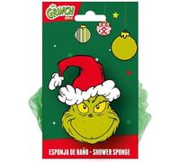 The Grinch Christmas Bath Sponge with Decorative Design in Blister and Green Flower Sponge | Ideal for Christmas Gift, Symbolic Play or Daily Bath with Dr. Seuss Characters