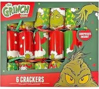 The Grinch Christmas Crackers 6 Pack - 30cm Luxury Festive Table Crackers with Hats Jokes & Surprise Gifts - Fun Family Party Favour Decorations for Kids & Adults Holiday Dinner Celebrations