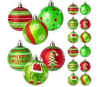 The Grinch Christmas Decorations, 12 Pack Green Grinch Christmas Tree Baubles, 6cm Plastic Christmas Ball Ornaments for Holiday Tree Decorations, Party and Festive Home Decor