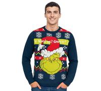 The Grinch Christmas Jumper for Men & Women - Who? Me? Grinchy? Winter Knitted Jumper Ugly Christmas Sweater Unisex Christmas Blue, blue, L