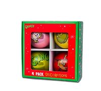 The Grinch Christmas Tree Decoration Dr Seuss Baubles Home Decor Hanging Seasonal Decoration Festive Item NEW (Pack Of 4 Baubles)