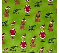 The Grinch Grinch and Max on Green Fabric by The Yard from 's Wonderland for How Stole Christmas 6 by Dr Seuss