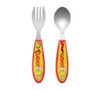 The Grinch Kids 2 Piece Cutlery Set - Includes Fork and Spoon | Child-Friendly Stainless Steel Flatware Set, BPA-free, food-Safe Material Children's Travel Cutlery Set | Non-Slip & Reusable