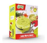 The Grinch Large Waffle Maker, Non-Stick Plates, Green, Compact Design with Cable Storage