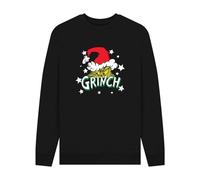 The Grinch Men's Santa Hat Stars Sweatshirt in Black | Size: Medium The Grinch Black M