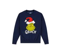 The Grinch Men's Santa Hat Sweatshirt in Navy | Size: Large The Grinch Navy L