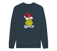 The Grinch Santa Hat Unisex Sweatshirt in Navy | Size: Large The Grinch Navy L