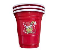The Grinch - Shot Cups Set of 6 55 ml in Red Made of Reusable Plastic - Party Cups Drinking Cups Christmas - Ideal for Drinks, Schnaps, Punch, Eggnog - Christmas Decoration & Party Tableware