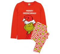 The Grinch Unisex Red Merry Grinchmas Slogan Long Sleeve Long Leg Pyjama Set - Large