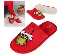 The Grinch Women's slippers, red, velour home shoes