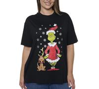The Grinch Womens T-Shirt Dr Seuss How Stole Christmas Print, Black, 1X