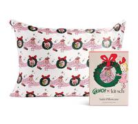 The Grinch x Kitsch Satin Pillowcase with Zipper for Hair & Skin - Softer Than Silk Pillow Cases, Smooth Cooling Pillow Cover, Wrinkle-Free, Machine Washable, Queen/Standard (19x26)- Cindy Lou