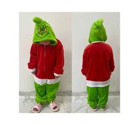 (The Grinch, XL recommended height 177-188CM) Bluey children's cartoon one-piece pajamas flannel Sonic Erha Corgi Cinnamon dog