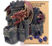 The Grinning Gargoyle Red Dragon DnD Dice Tower for Rolling Dice - Hand Painted 26cm Dice Rolling Tower - Great for Role-Playing Games and Tabletop Gaming - Amazing Dice Shaker - Dragon Dice Tower