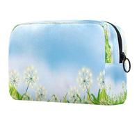 The Growing Weeds Dandelion Under The Blue Sky Cosmetic Bag for Women, Travel Toiletries Bags Large Makeup Handy Pouch Organiser Bag with Zipper