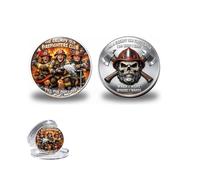 The Grumpy Old Firefighters Club Commemorative Coin - Skull & Axes Design Souvenir, Appreciation Gift for Retired Fireman, Dad & Veterans Brotherhood (1pc)