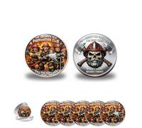 The Grumpy Old Firefighters Club Commemorative Coin - Skull & Axes Design Souvenir, Appreciation Gift for Retired Fireman, Dad & Veterans Brotherhood (5pcs)