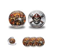 The Grumpy Old Firefighters Club Commemorative Coin - Skull & Axes Design Souvenir, Appreciation Gift for Retired Fireman, Dad & Veterans Brotherhood (3pcs)