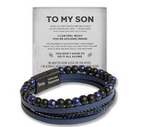 The Guardian - Son's Tiger Eye Protection Bracelet, Custom Sons Tiger Eye Protection Bracelet, Personalized Calming Anxiety Bracelets Gift, Shielded By Love Bracelets for Son (Blue)