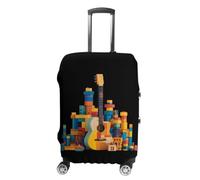 The Guitar and Building Blocks Luggage Case Cover Protective Suitcase Covers Anti Scratch Baggage Washable Fits 19-32 Inch XL