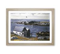 The Gulls Framed Print | A2 Oak Framed Wall Art | Ready to Hang | Modern Animal Picture | Living Room Bedroom Lounge Office