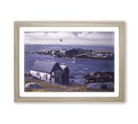 The Gulls Framed Print | A2 Oak Framed Wall Art | Ready to Hang | Modern Animal Picture | Living Room Bedroom Lounge Office