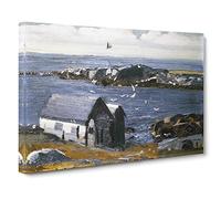 The Gulls, Monhegan By George Bellows Classic Painting Canvas Wall Art Print Ready to Hang, Framed Picture for Living Room Bedroom Home Office Décor, 24x16 Inch (60x40 cm)