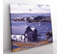 The Gulls, Monhegan by George Bellows Classic Painting Canvas Wall Art Print Ready to Hang, Framed Picture for Living Room Bedroom Home Office Décor, 35x35 cm (14x14 Inch)