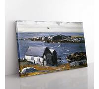 The Gulls, Monhegan By George Bellows Classic Painting Canvas Wall Art Print Ready to Hang, Framed Picture for Living Room Bedroom Home Office Décor, 60x40 cm (24x16 Inch)