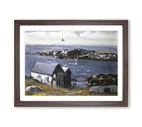 The Gulls, Monhegan By George Bellows Classic Painting Framed Wall Art Print, Ready to Hang Picture for Living Room Bedroom Home Office Décor, Walnut A3 (46 x 34 cm)