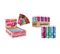 The Gut Stuff High Fibre Bundle - Fruit & Nut Bars & Prebiotic Soda Drinks - Gut Friendly Snack, Gluten Free, Vegan, Low Calorie Healthy Snacks - 12 Bars and Drinks - Mixed Flavours