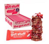 The Gut Stuff High Fibre Fruit & Nut Bars - Gut Friendly Snack, Gluten Free, Vegan, Low Calorie, All Natural - Raspberry & Coconut, 12 x 35g Box (Pack of 2)