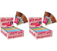 The Gut Stuff - High Fibre Fruit & Nut Bars - Mixed Flavours - 12 x 35g Bar Box - Gut Friendly Snack, Gluten Free, Vegan, Low Calorie, All Natural (Pack of 2)