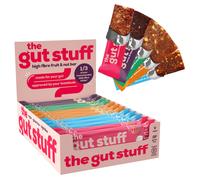 The Gut Stuff ? High Fibre Fruit & Nut Bars ? Mixed Flavours ? 12 x 35g Bar Box ? Gut Friendly Snack, Gluten Free, Vegan, Low Calorie, All Natural
