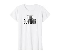 The Guvnor Dad Fathers Day Boss Bold Graphic Value Graphic T-Shirt, Women, White, L