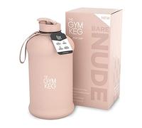 The Gym Keg 2.2 L Sports Water Bottle - Gym Water Bottle with Neoprene Insulating Sleeve - Large Drinking Bottle with Screw Cap - Portable Fitness Bottle with Easy to Carry Handle - Bare Nude