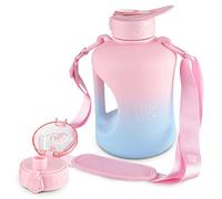 THE GYM KEG Half Gallon Water Bottle (74oz) | Gym Bottle with Straw Lid, Carry Strap Motivational Time Markings | Sport Water Bottles with Times to Drink, Large Reusable Bottle, Leakproof & BPA-free