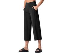 THE GYM PEOPLE Bootleg Yoga Capris Pants for Women Tummy Control High Waist Workout Flare Crop Pants with Pockets Black