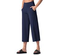 THE GYM PEOPLE Bootleg Yoga Capris Pants for Women Tummy Control High Waist Workout Flare Crop Pants with Pockets Navy Blue
