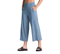 THE GYM PEOPLE Bootleg Yoga Capris Pants for Women Tummy Control High Waist Workout Flare Crop Pants with Pockets Denim Blue