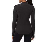 THE GYM PEOPLE Fleece Mock Turtleneck Pullover Base Layer Shirts Long Sleeve Workout Tops with Thumb Hole Black