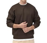 THE GYM PEOPLE Men's Fleece Crewneck Sweatshirt Thick Loose fit Soft Basic Pullover Sweatshirt Brown