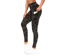 THE GYM PEOPLE Thick High Waist Yoga Pants with Pockets, Tummy Control Workout Running Yoga Leggings for Women, Black/Grey/Green, M