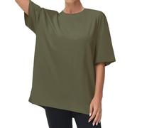 THE GYM PEOPLE Women's Casual Oversized T-Shirts Summer Crewneck Short Sleeve Workout Basic Tee Tops,Army Green,XL