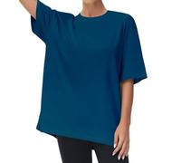 THE GYM PEOPLE Women's Casual Oversized T-Shirts Summer Crewneck Short Sleeve Workout Basic Tee Tops,Dark Blue Green,XXL